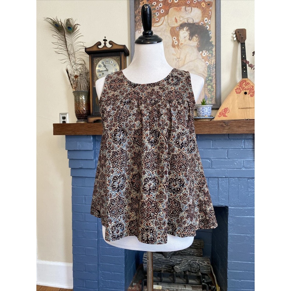 Mata Traders S Tank Top Eco Fair Trade Batik Print Hippie Boho Cotton Shirt